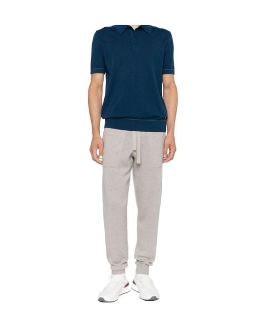 Brioni Gray Drawstring Casual Pants for men