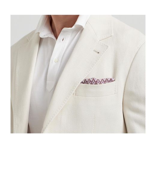 Brunello Cucinelli Purple Geometric-Pattern Silk Pocket Square for men