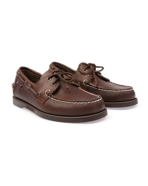 Sebago Brown Docksides Portland Leather Loafers for men