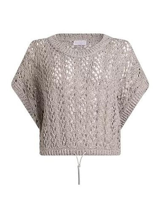 Brunello Cucinelli Gray Solidcolor Sleeveless Knit Top