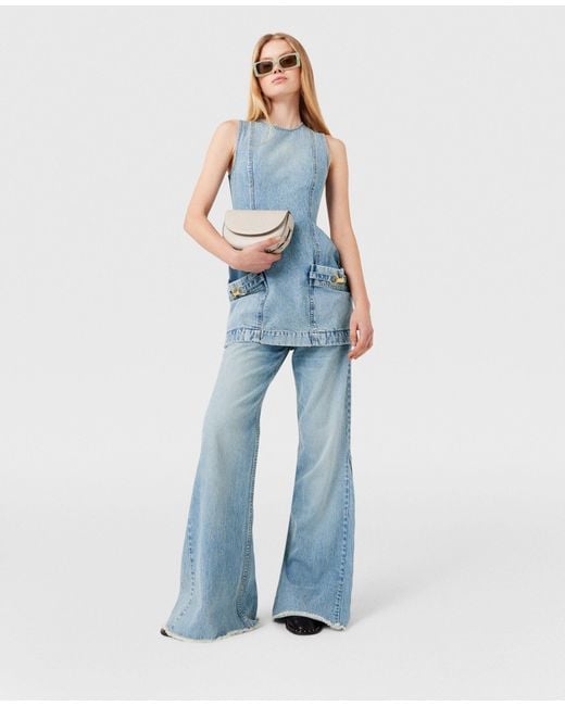 Stella McCartney Blue Mid-Rise Frayed-Edge Bbootcut Jeans