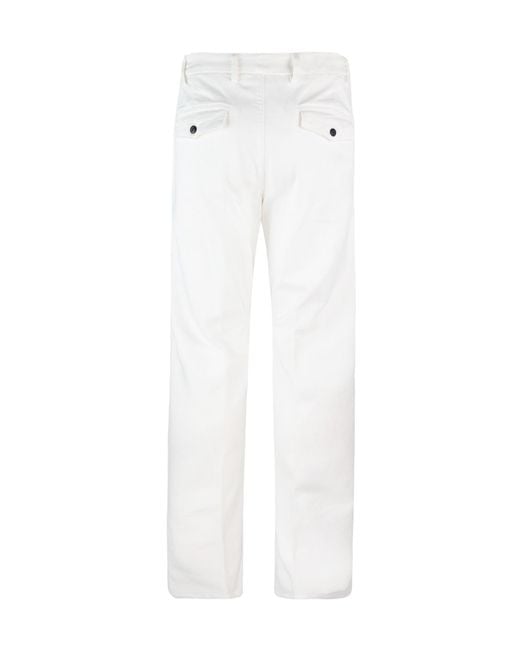 Eleventy White Button-Fastening Cotton-Blend Trousers for men
