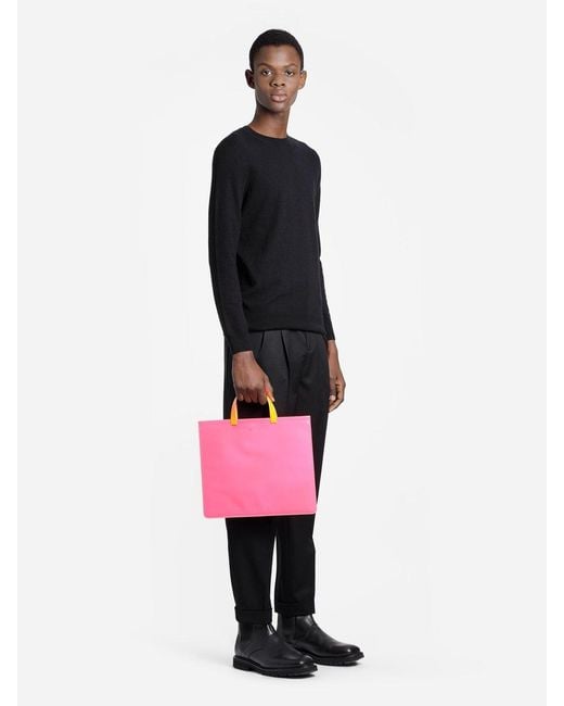 Comme des Garçons Pink Comme Des Garçons Wallet Logo Tote Bag for men