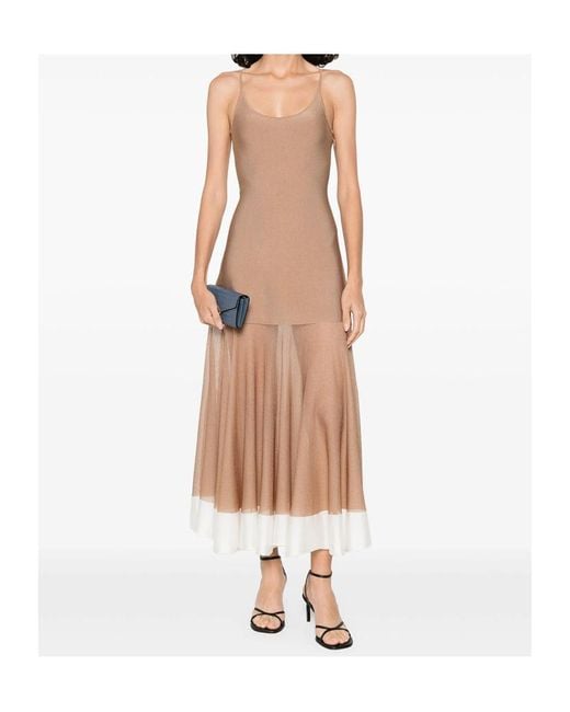 Fendi Natural Sleeveless Knitted Maxi Dress