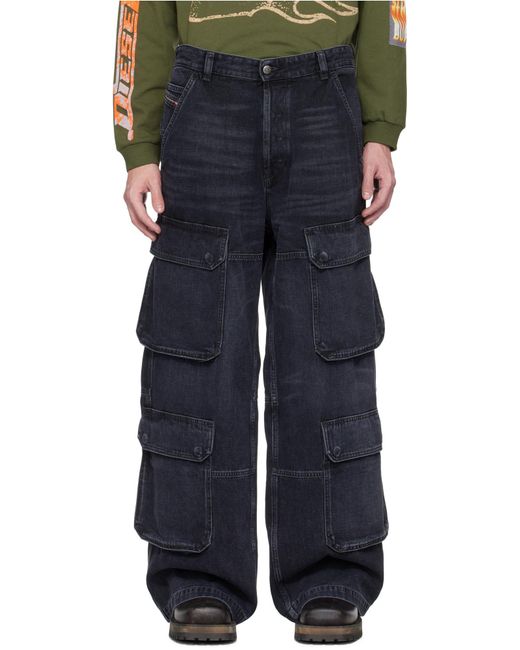 DIESEL Blue D-Touch-Cargo Relaxed Jeans for men