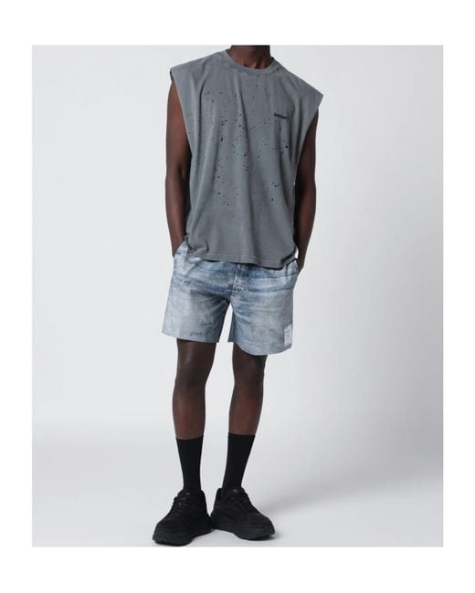 Satisfy Blue Mothtech Distressed Muscle T-Shirt for men