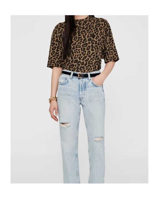 Anine Bing Multicolor Leopard-Printed Crewneck T-Shirt