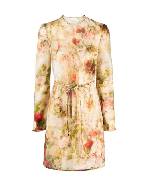 Zimmermann Metallic Luminosity Floral-Print Silk Minidress