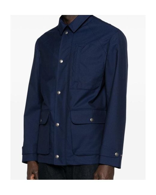 Brunello Cucinelli Blue Flap Pocket Buttoned Jacket for men