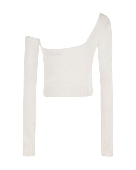 Blumarine White One Shoulder Knit