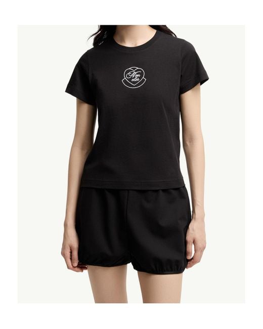 Moncler Black Logo Embroidered Crewneck T-Shirt