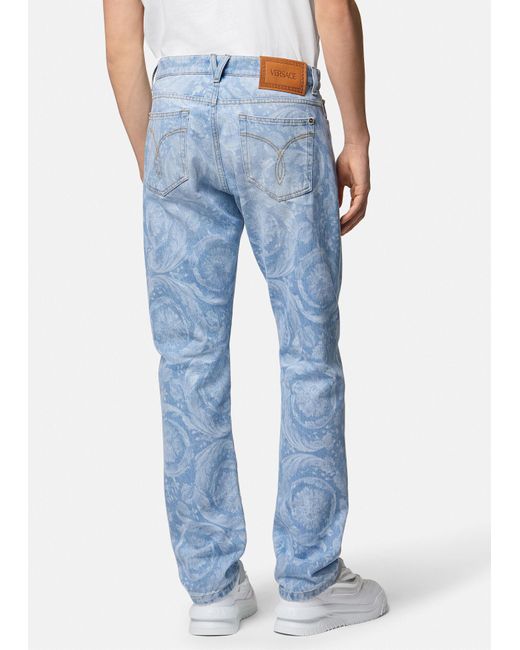 Versace Blue Straight Leg Jeans for men