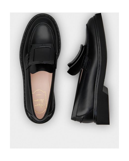 Roger Vivier Black Viv' Rangers Metal Buckle Loafers