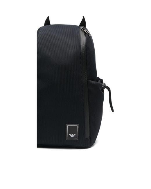 Emporio Armani Black Logo-Patch Backpack for men