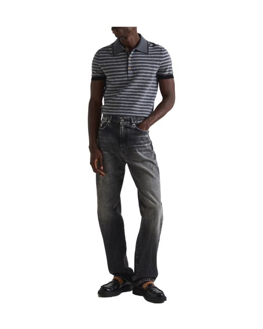 Versace Gray Striped Polo Shirt for men