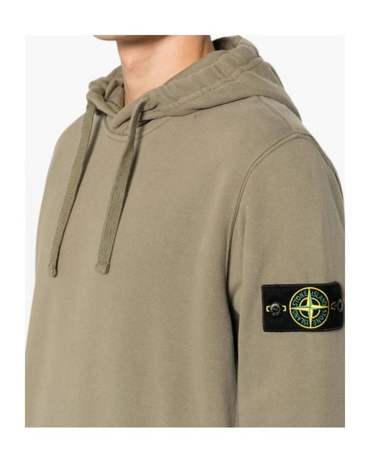 Stone Island Gray Logo-Patch Hoodie for men