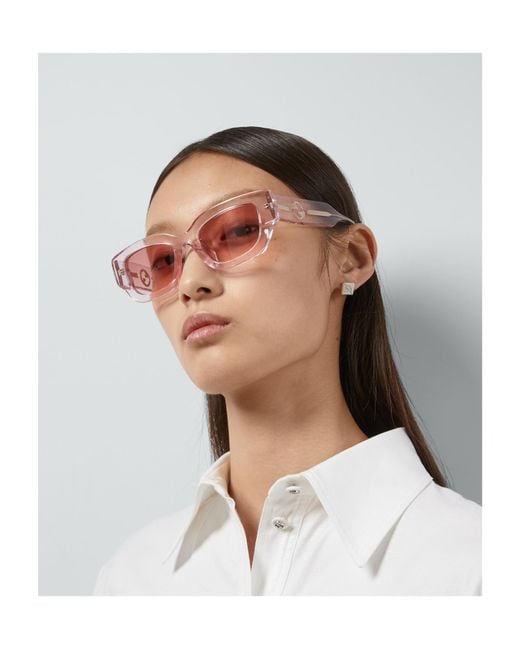Gucci Pink Eyewear Rectangular Frame Sunglasses