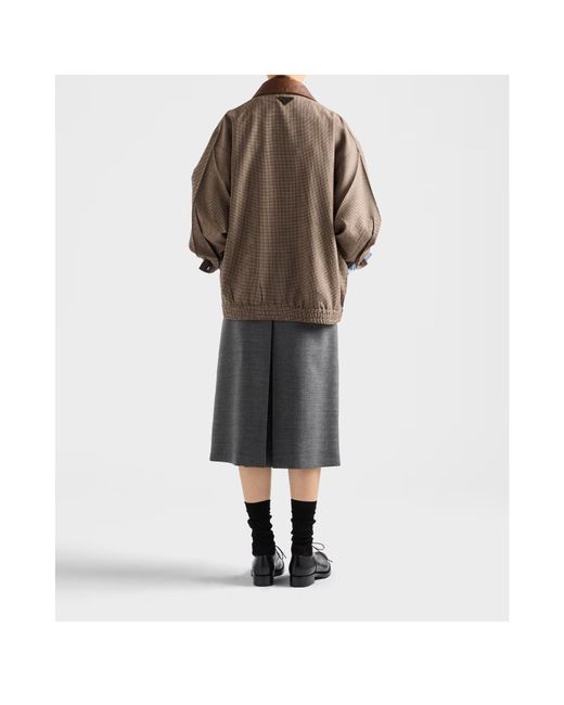 Prada Brown Embroidered Checked Jacket