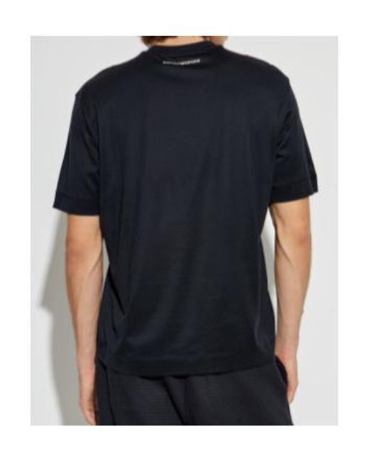 Emporio Armani Black Embroidered Crewneck T-Shirt for men