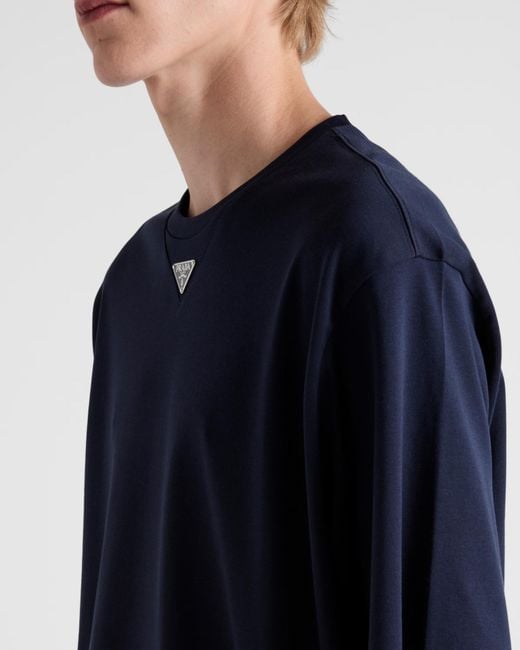 Prada Blue Cotton T-Shirt for men