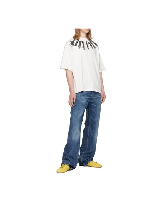 Palm Angels White Big Neck Logo Loose Fit T-Shirt for men