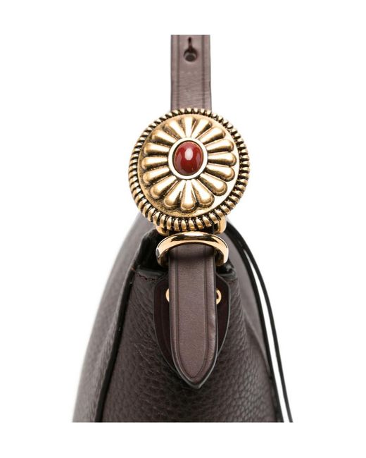 Etro Brown Pebbled Leather Shoulder Bag