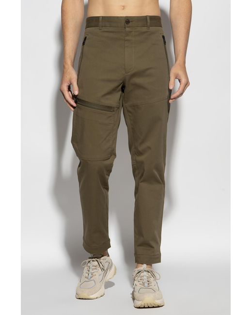 Moncler Green Logo Patch Cropped Cargo Pants for men