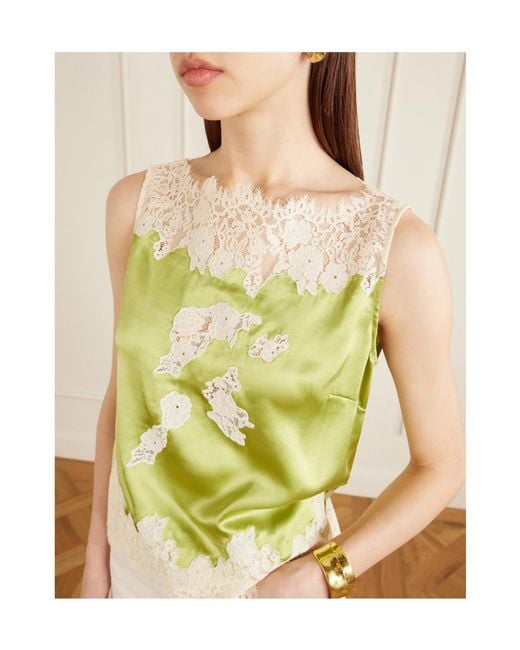 Doen Yellow Trimmed Silk-Satin Top
