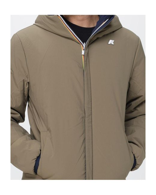 K-Way Blue Reversible Logo-Print Cotton Jacket for men