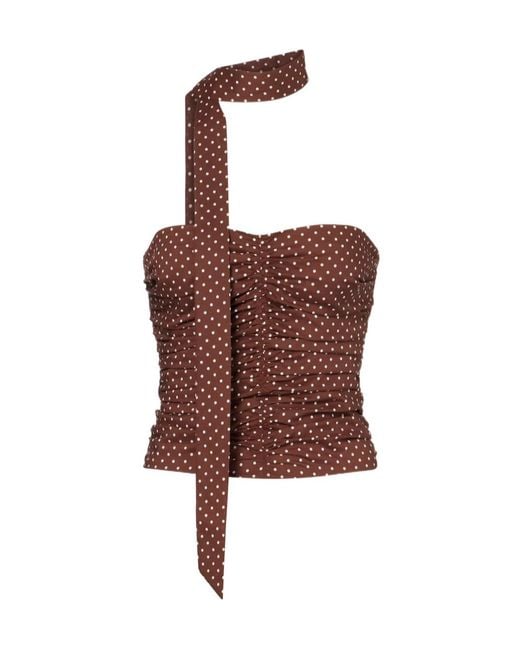 Posse Brown Edie Polka-Dot Top