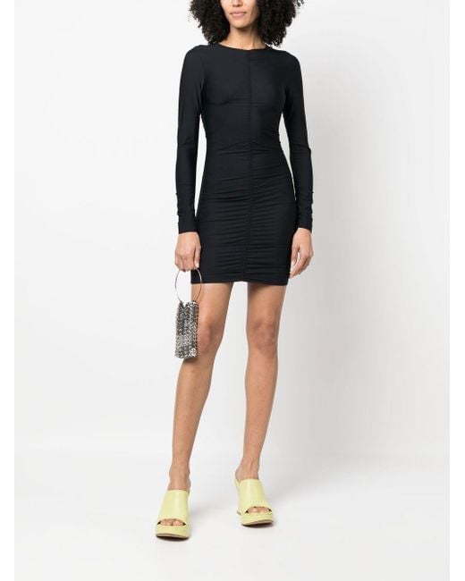 Reina Olga Black Master Viper Long-Sleeve Mini Dress