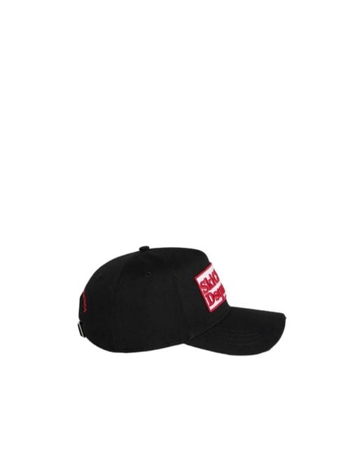 DSquared² Red Logo-Patch Cotton Baseball Cap for men