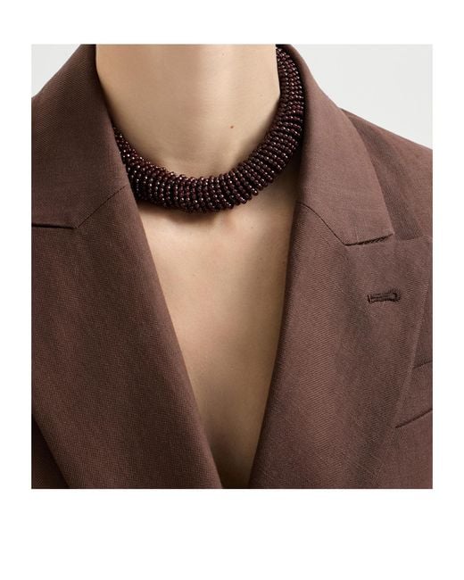 Brunello Cucinelli Multicolor Hematite And Sterling Choker
