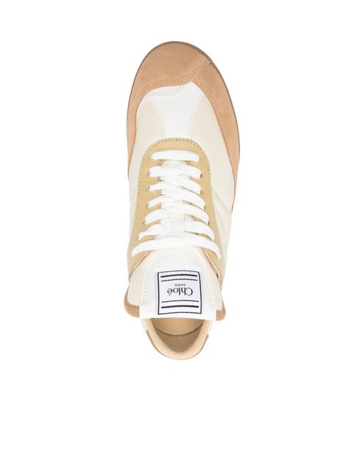 Chloé Natural Quilted-Panel Sneakers