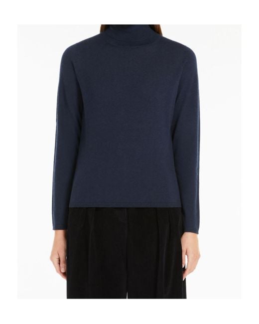 Max Mara Blue Veloce Turtleneck Long-Sleeved Jumper