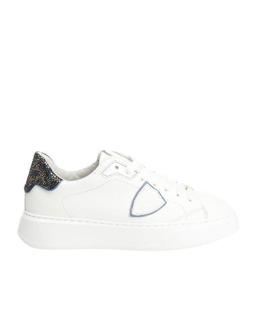 Philippe Model White Logo Lace-Up Low-Top Casual Shoes