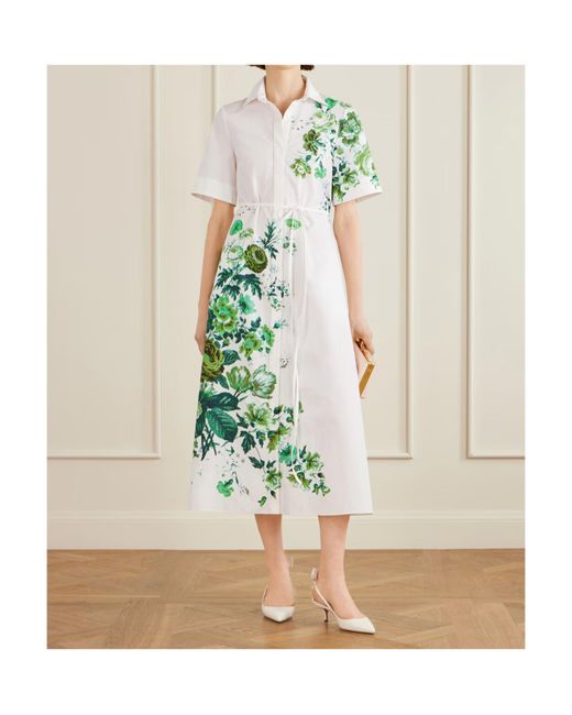 Erdem Green Printed Shirt Dress