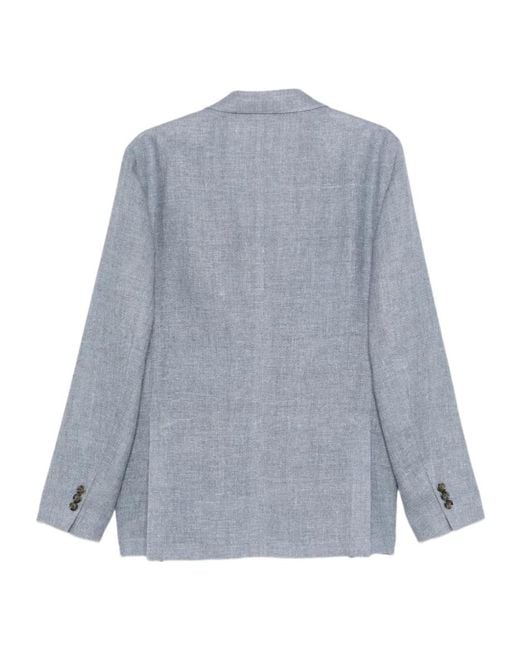 Lardini Blue Button Linen Blazer for men