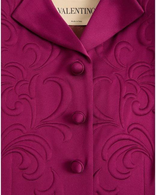 Valentino Pink Embroidered Satin Cady Caban Coat