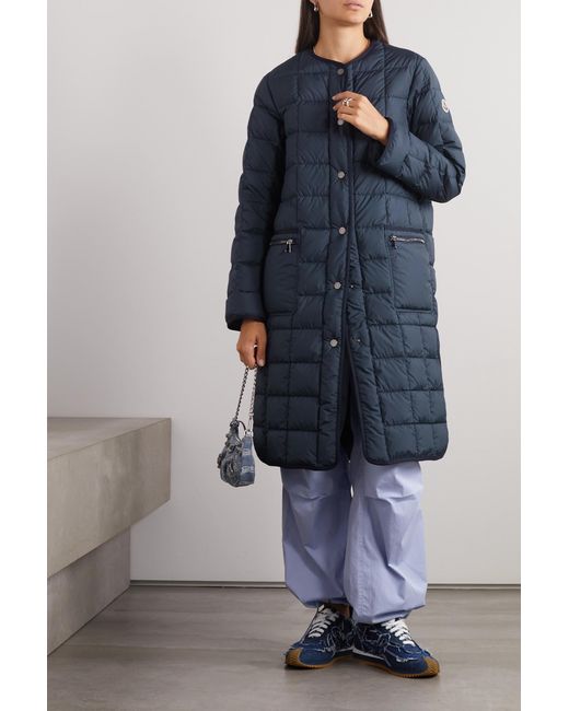 Moncler Blue Faisan Collarless Down Jacket