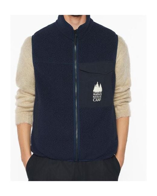 Maison Kitsuné Blue Maison Kitsuné Casual Fleece Sleeveless Vest for men