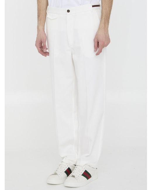 Gucci White Neutrals Trousers for men