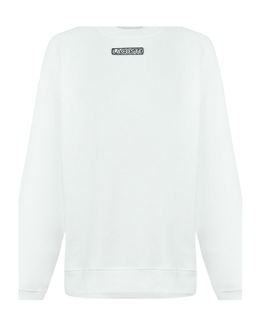 Lacoste White Minimalist Crewneck Sweatshirt