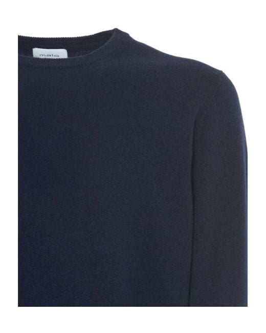 Malo Blue Basic Crewneck Knitwear for men