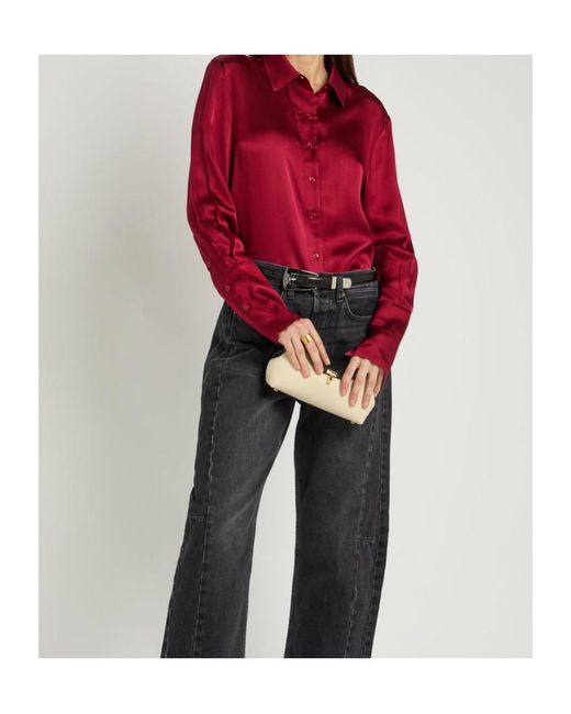 Anine Bing Red Amanda Silk-Blend Shirt