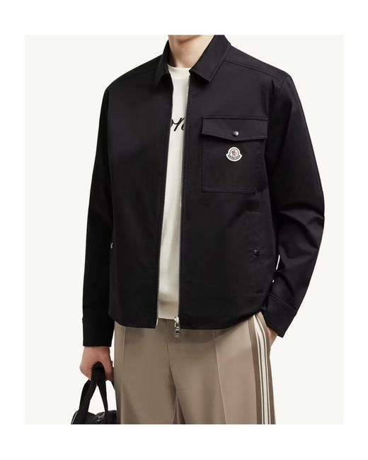 Moncler Black Zip-Up Gabardine Shirt Jacket for men