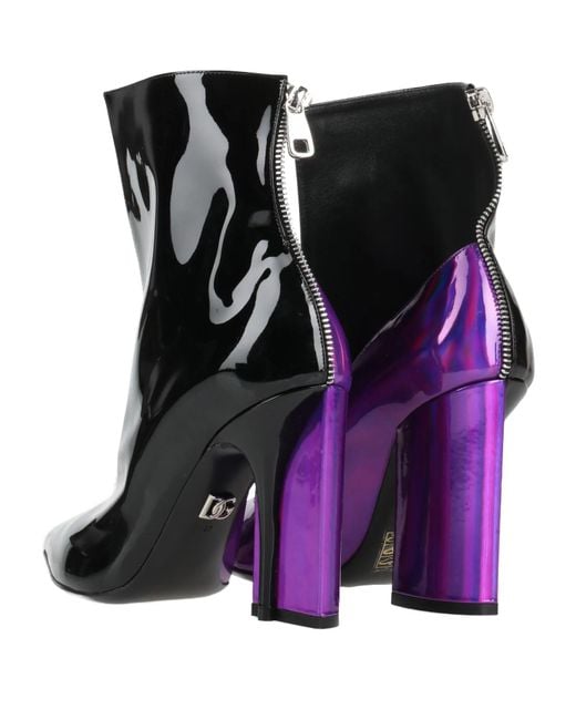Dolce & Gabbana Black Two-Tone Patent Leather Ankle Boots