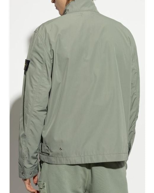 Stone Island Green Logo-Patch Zipped Jacket for men