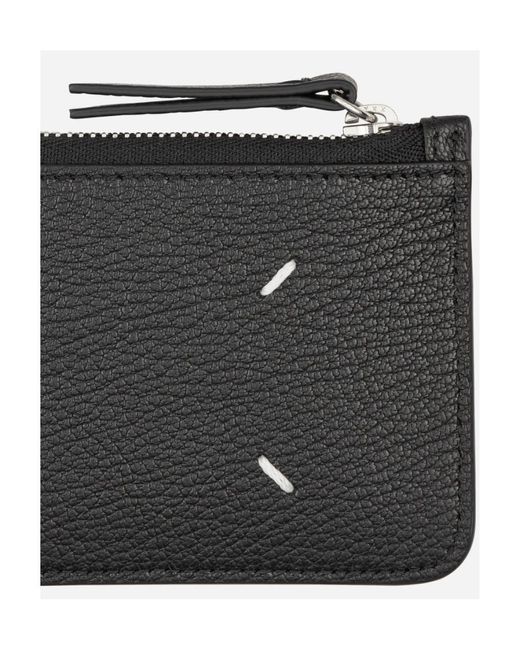 Maison Margiela Black Four-Stitch Zipped Cardholder for men