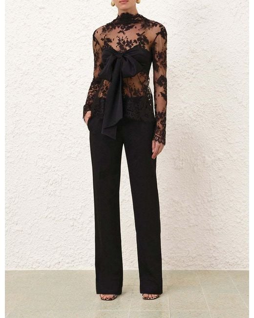 Zimmermann Black Illustration Lace Bow Bodice